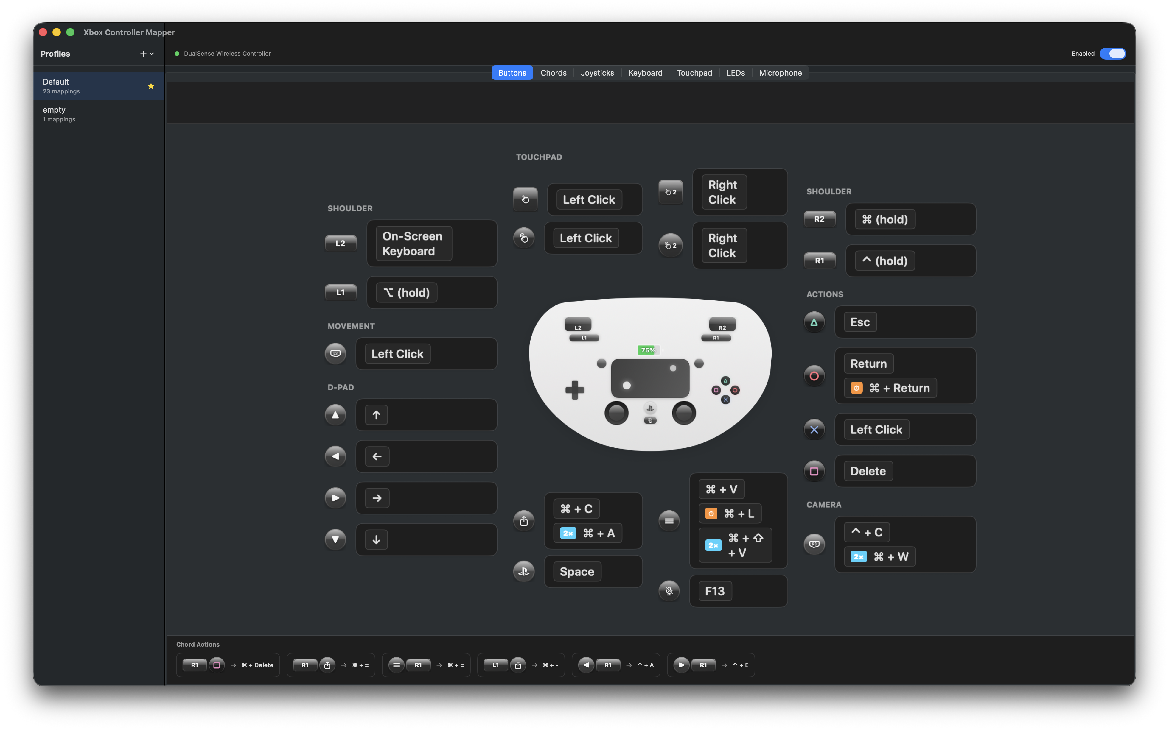 PS5 DualSense multi-touch touchpad gestures for scrolling and right-click on macOS