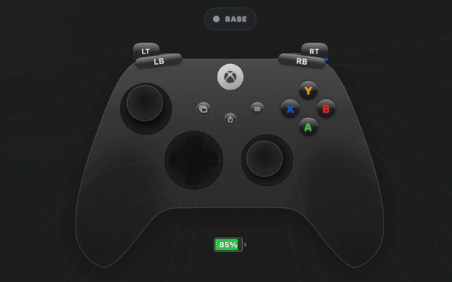 Animated demo: Xbox controller minimap reacting to button presses, stick movement, and trigger pulls in real time