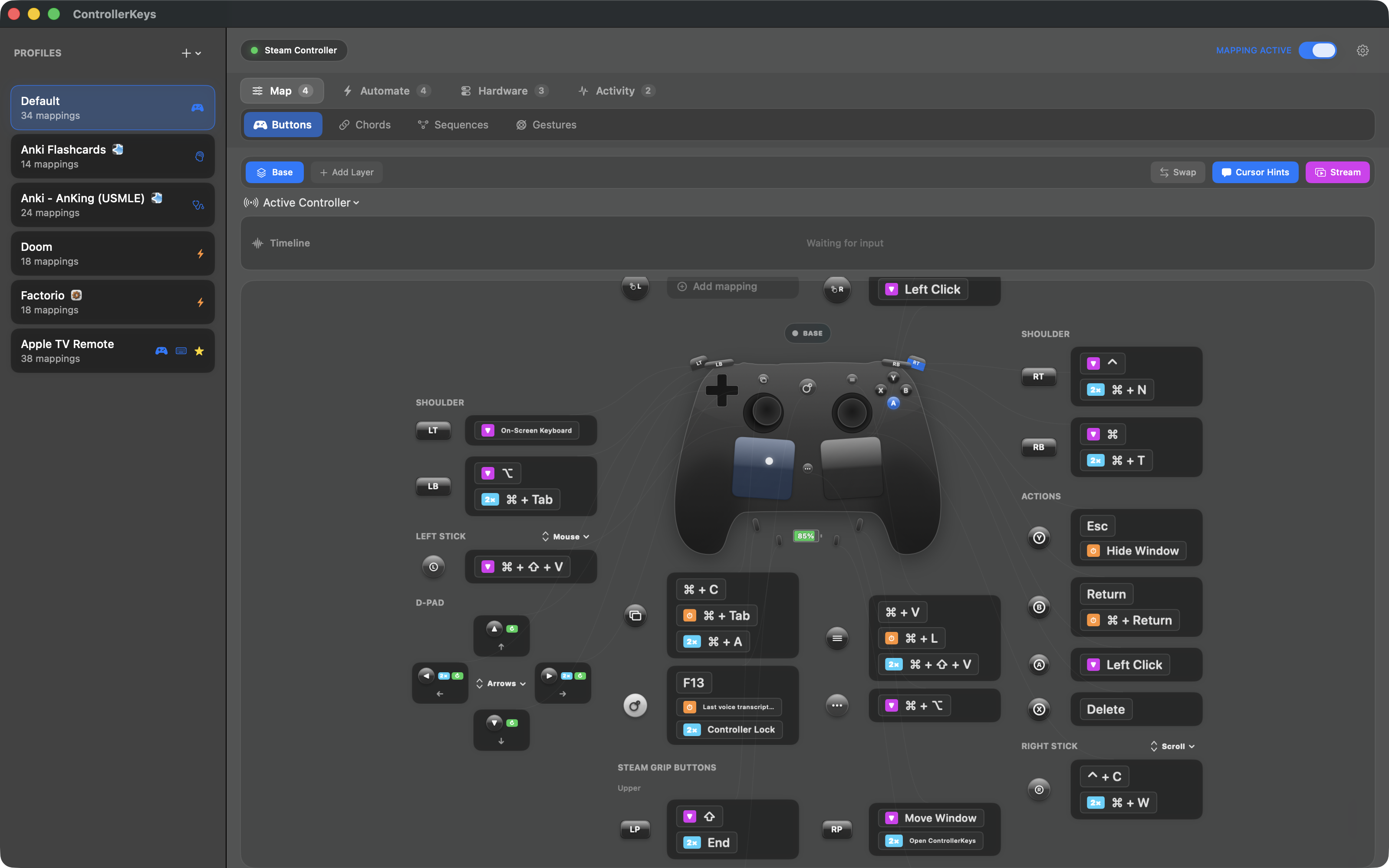 Steam Controller button and dual touchpad mapping on macOS - no Steam required